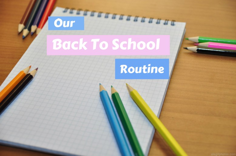 Typical student desk with notebook and crayons